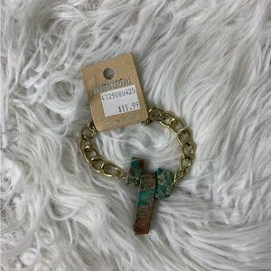 Gold Chain Bracelet with Turquoise Accents